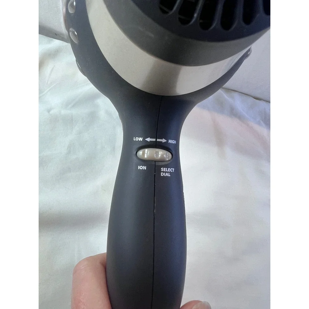 Revlon 1875 Ion Select Hair Dryer Silver Black Ionic Blow Dryer Cold Shot Button